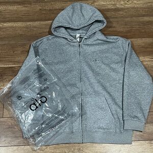 ALO Yoga Gray Full Zipper Sweater Hoodie Size Small